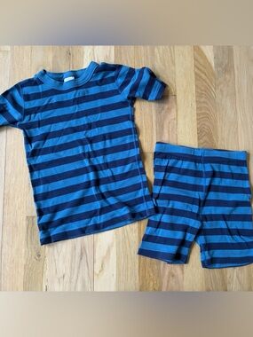 Hanna Andersson Blue and Navy Striped Kids Pajama Set